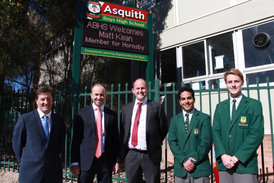 Asquith Boys High School gets a new electronic sign