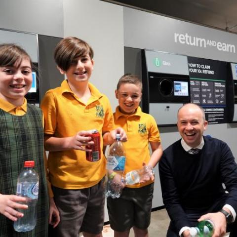 Matt Kean MP with the Gers Family at the opening of the Return and Earn in Hornsby 