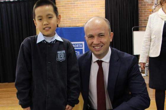 Matt Kean MP with Young Archie winner Matthew Chen
