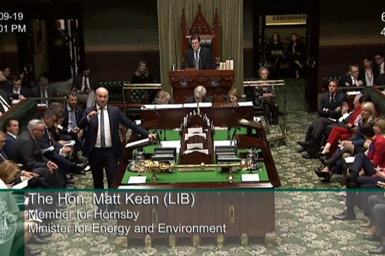 Minister Kean in NSW Parliament 